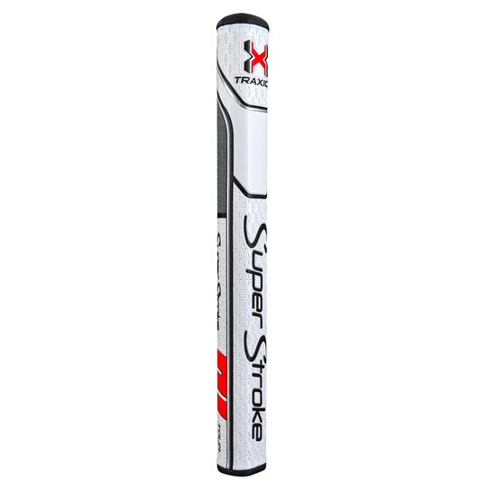 SuperStroke Traxion Tour 2.0 Putter - Non-tapered 0.580" White/Grey/Red - Midsize Golf Grips