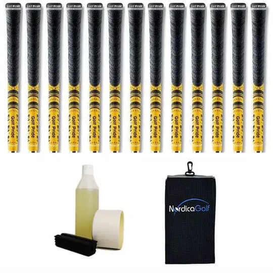 Golf Pride New Decade MultiCompound MCC Yellow Greppkit - 13 grepp, klämma, vätska, tejp, handduk