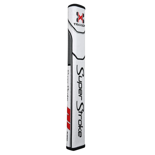 SuperStroke Traxion Flatso 3.0 Putter - Non-tapered 0.580" White/Grey/Red - Jumbo Golf Grips