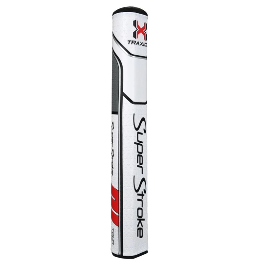 SuperStroke Traxion Tour 5.0 Putter - Non-tapered 0.580" White/Grey/Red - Super Jumbo Golf Grips