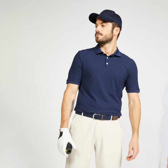 Pikétröja Kort Ärm Golf Ww500 Herr Marinblå