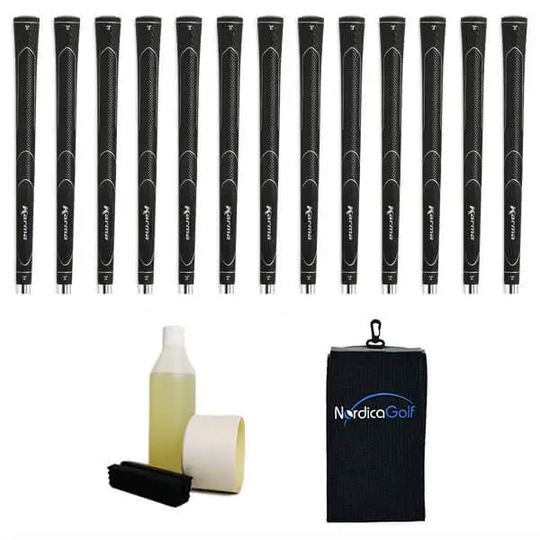 Karma Super Light Black Ribbed Greppkit - 13 grepp, klämma, vätska, tejp, handduk