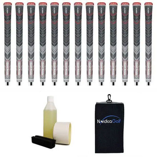 Golf Pride New Decade MultiCompound Plus4 ALIGN Grey Ribbed Greppkit - 13 grepp, klämma, vätska, tejp, handduk