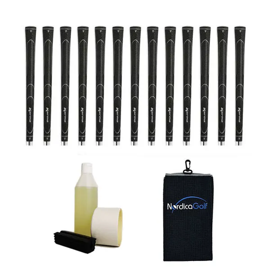 Karma Super Light Jumbo Black Ribbed Greppkit - 13 grepp, klämma, vätska, tejp, handduk