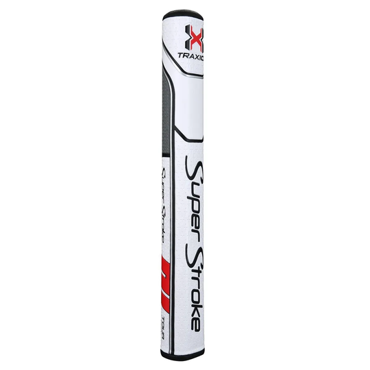 SuperStroke Traxion Tour 3.0 Putter - Non-tapered 0.580" White/Grey/Red - Jumbo Golf Grips